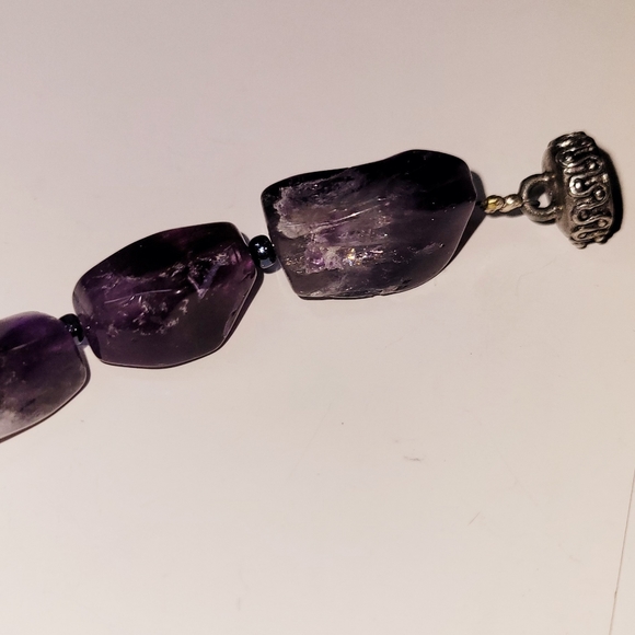 Plus Size Bracelet PURPLE Polished Natural Stone Magnetic Closure, Handmade, New - Picture 3 of 6